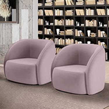 Imagem de Kit 2 Poltronas Decorativas Sala De Estar Clarke Veludo Rosê G45 - Gran Belo