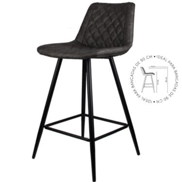 Imagem de Banqueta Petrópolis Baixa Rivatti Revestimento Em Poliuretano (pu) Cinza Base Em Aço Pintada A Pó