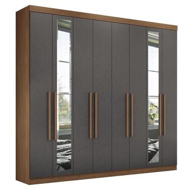Imagem de Guarda Roupa Casal Master New 8.4 8 Portas Jatobá-grafite Com Espelho - Santos Andirá Jatobá-grafite