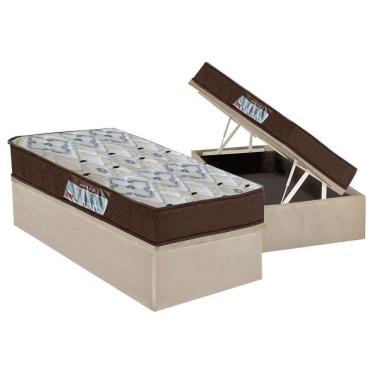 Imagem de Cama Box Baú Solteiro: Colchão Anatômico Ortobom D45 / Ep Iso 150 Mega Firme + Base Crc Suede Clean(88x188)