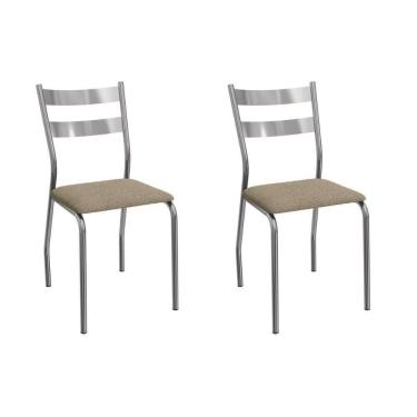 Imagem de Cadeira Sala De Jantar Bali 2c141cr Aço Kit 2 Un Cromado-boucle Bege Fendi - Kappesberg