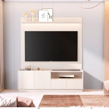 Imagem de Rack com Painel para Tv 75 Polegadas 100% Mdf 187cm Vitoria Regia Off White