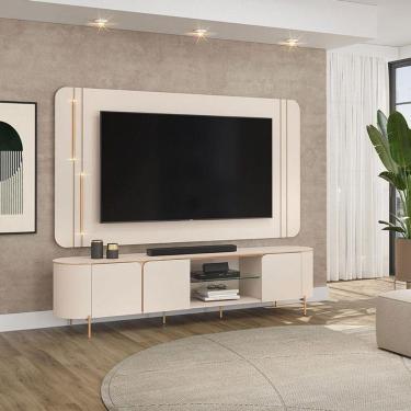 Imagem de Rack Bancada Com Painel Ambiente Ariana Off White - Dj Móveis