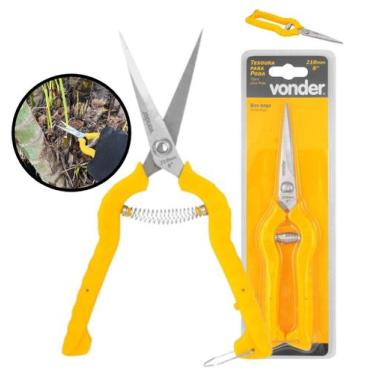 Imagem de Tesoura Bico Reto, Poda Jardinagem, C/ Trava Inox - Vonder