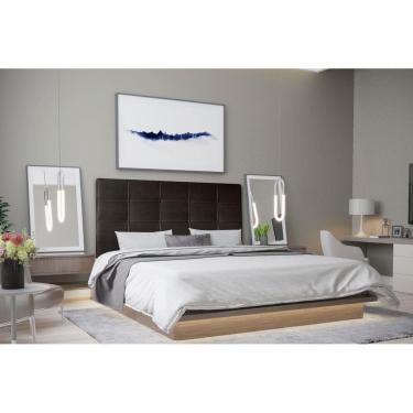 Imagem de Cabeceira Casal 1,95m Roma Suede Marrom Dal Poz Estofados