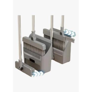 Imagem de Kit Vassoura E Pá De Lixo Articulada Com Pente Limpador- Tomate