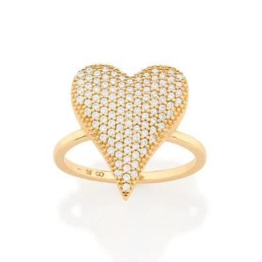 Imagem de Anel Coração Cravejado Por Zircônias Rommanel 513315, Branco, 24