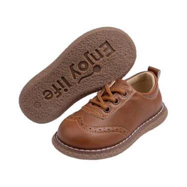 Imagem de Sapatos De Couro Retro Para Crianças, Solado De Borracha Respirável, C