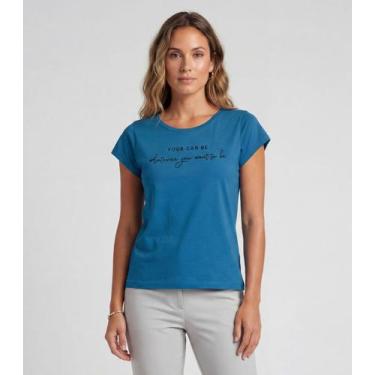 Imagem de Blusa Feminina Meia Malha Com Estampa Infinita Cor Azul, G, Azul