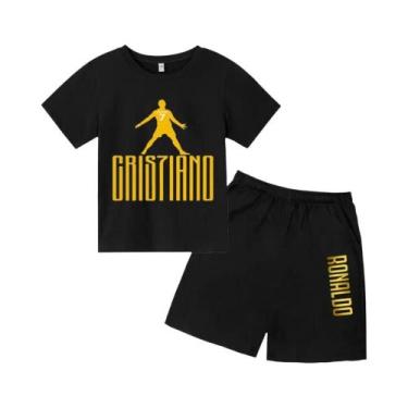Imagem de Camiseta Infantil 3D De Verão Com Estampa De Estrela CR7, Conjunto Cur