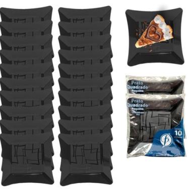 Imagem de 20 Pratos Quadrado Descartável Festas Bolo Sobremesa 16cm - Descarfest