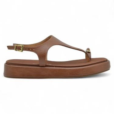 Imagem de Sandalia Vizzano Flatform Casual Feminina Conforto Macia, Marrom, 36