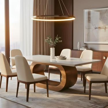 Imagem de Mesa de Jantar Retangular Madeira Maciça 240x120cm 10 Lugares Base Orgânica Barola CCS