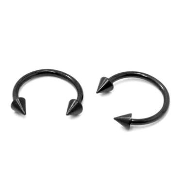 Imagem de Piercing Ferradura Spike Aço Cirúrgico Preto PVD 1.2mm - M2 Piercing, 