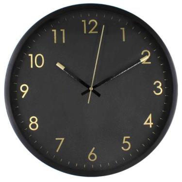 Imagem de Relógio de Parede Decorativo 30cm Silencioso Minimalista - Livon, Pret