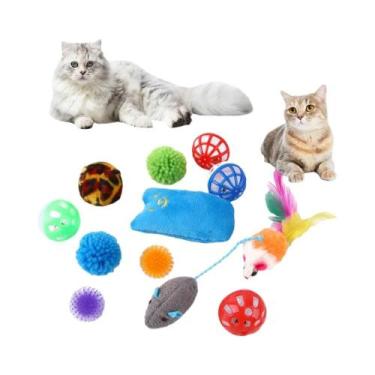 Imagem de Conjunto De 20 Brinquedos Para Gatos: Variedade De Varinhas, Ratos De 