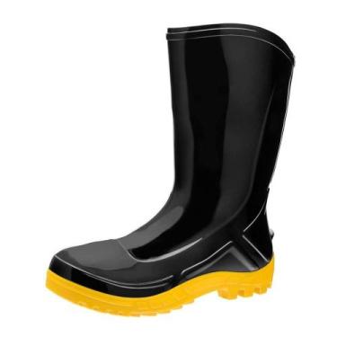 Imagem de Bota PVC Vulcaflex Preta Solado Amarelo Cano Médio 27cm sem Meia 43