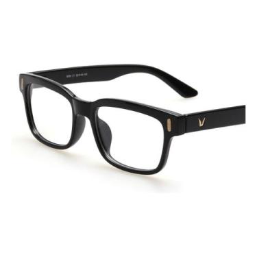 Imagem de Armação Óculos Grau Retangular Masculino Moderna - VINKIN, Preto