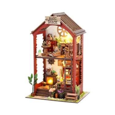 Imagem de Estante De Livros Em Miniatura De Madeira DIY Para Casa De Bonecas, De