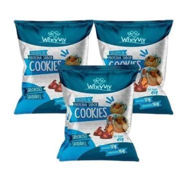 Imagem de Kit 3 Biscoito de Proteína sabor Cookies 45g Wheyviv Fit