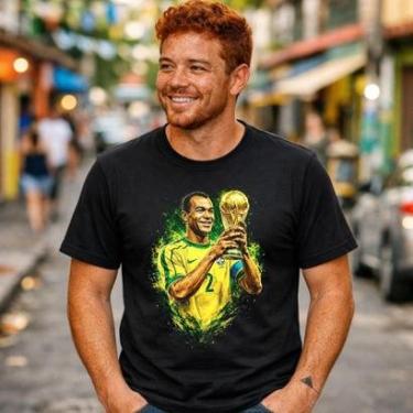 Imagem de Camiseta Homenagem Cafu Capitão Penta Brasil Camisa 100% Algodão Premium Masculina Copa Torcedor-Masculino