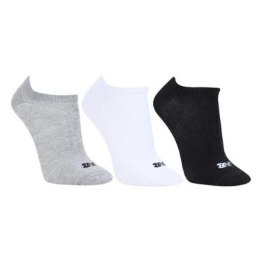Imagem de Kit Meia New Balance Invisível Logo c/ 3 Pares, Branco, Preto, 39/43