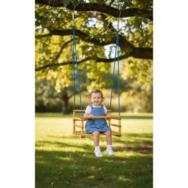 Imagem de Balanço Infantil Madeira Seguro 42cm com 4 Cordas 3m - Congratulations