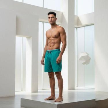 Imagem de Short Praia Masculino de Tactel com Elástico Cordão e Bolsos Ideal par