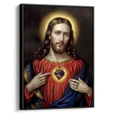 Imagem de Quadro decorativo Sagrado Coração de Jesus Pintura Realista - Art Canv