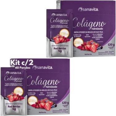 Imagem de Colágeno Hidrolisado Verisol Sanavita Kit 2x 90 Sachês Sabor Frutas Amarelas Pele, Cabe...