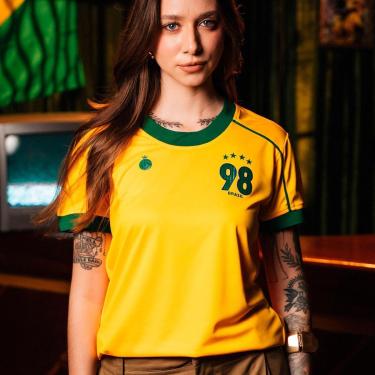 Imagem de Camisa Brasil 1998 Retrô Feminina-Feminino