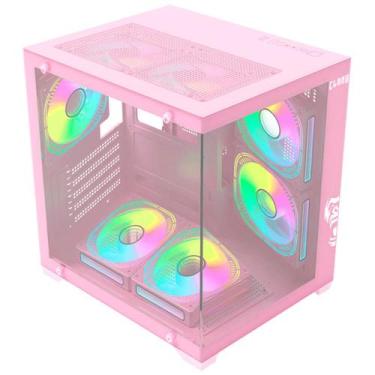 Imagem de Gabinete gamer rosa candy grodd com 5 fans rgb estático - CLANM