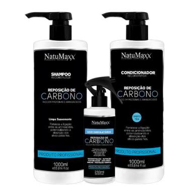 Imagem de Kit Carbono Natumaxx Shampoo + Condicionador + Leave-in Spray Uso Diár