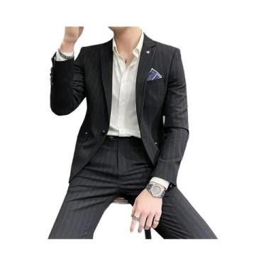 Imagem de Terno De Luxo Masculino De Duas Peças Para Noivo, Traje Casual De Negó