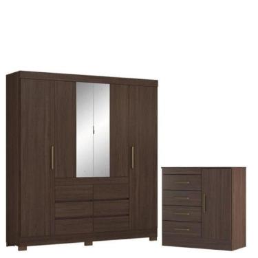 Imagem de Guarda Roupa Casal Cádis Com Cômoda Montevidéu Café Touch -demóbile