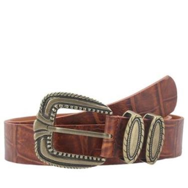 Imagem de Cinto de Couro Croco Perla Bauarte-Feminino