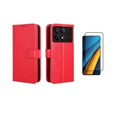 Imagem de Capa Capinha Case Carteira Flip Couro + Pelicula 3d Redmi Note 13 4g -