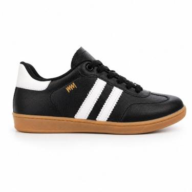 Imagem de Tênis Feminino Couro Legítimo Marina Mello Emma Preto Branco-Feminino