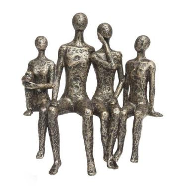 Imagem de Escultura Decorativa Pessoas em Poliresina Bronze 20cm 21563 Mart