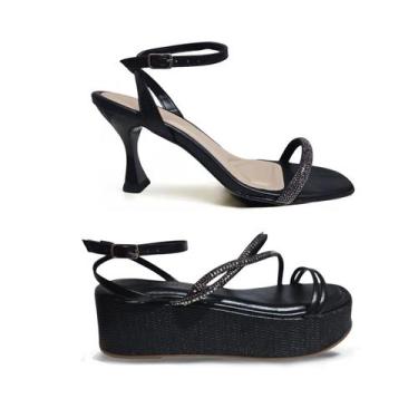Imagem de Kit Sandália Feminina Salto alto e Plataforma Anabele Moda - Maria Isa