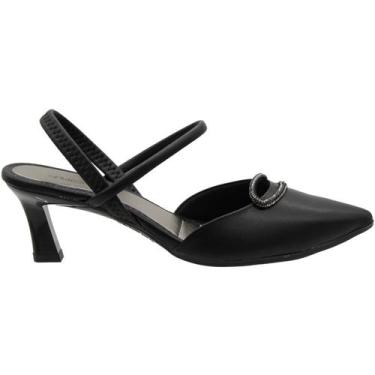 Imagem de Sapato Scarpin Mississipi Tiras Finas Strass Feminino, Preto, 38
