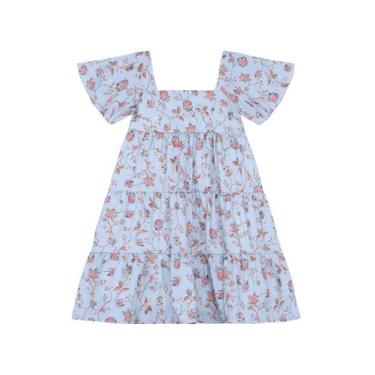 Imagem de Vestido infantil menina de florzinhas Mundi, 4, Azul