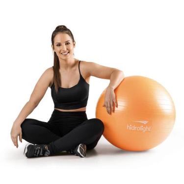 Imagem de Bola de Exercícios Laranja 55cm com Sistema Anti-Estouro e Bomba Pump 