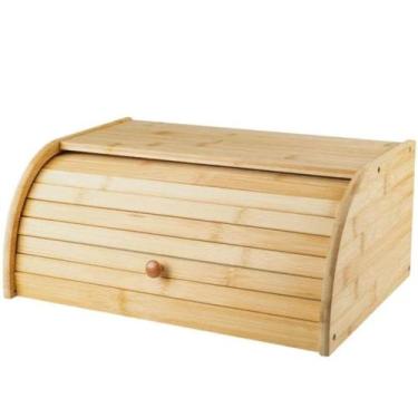 Imagem de Porta Pão de Bambu com Tampa Retrátil Grande Sense Porta Pães Retangul