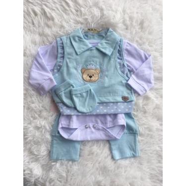 Imagem de Conjunto baby menininho 3 PCs luva , macacão e calça - Manu baby kids