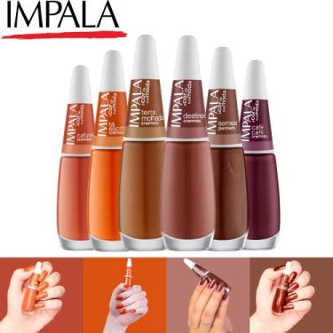 Imagem de Kit 8 Esmalte Impala Tons Laranjas e Roxo Cremoso Esmaltes Atacado, 6 