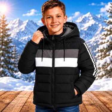 Imagem de Jaqueta Bobojaco Infantil Juvenil Puffer Masculino Casaco Impermeável 