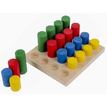 Imagem de Brinquedo Pedagógico De Madeira - Pinos De Encaixe Com 20 Peças - Carl