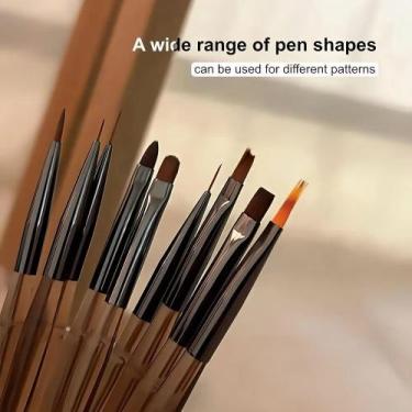 Imagem de Kit 15 Pincéis Para Arte De Unhas Conjunto De Ferramentas Desenho De P