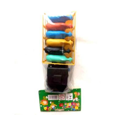 Imagem de Caminhão de brinquedo infantil com 6 bois sortidos - coral - Brinquedo